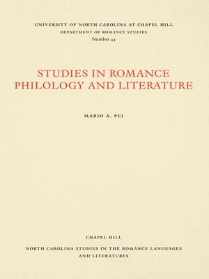 cover image of Studies in Romance Philology and Literature